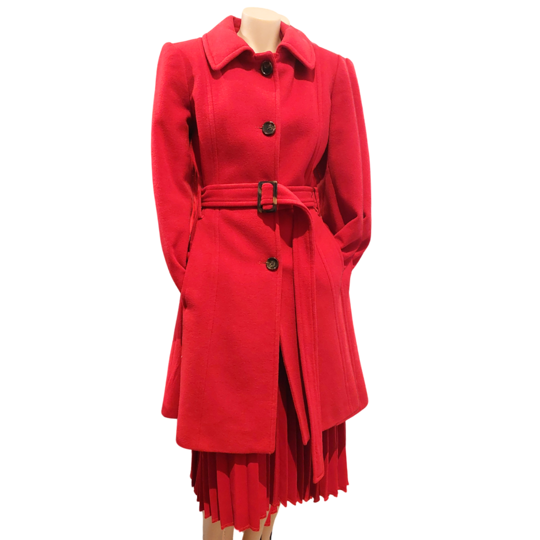 Anne Klein red wool coat, size 8-NZ 10/12