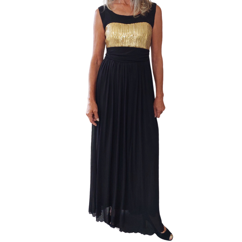Black & gold sequin formal/ball dress, size 8-10