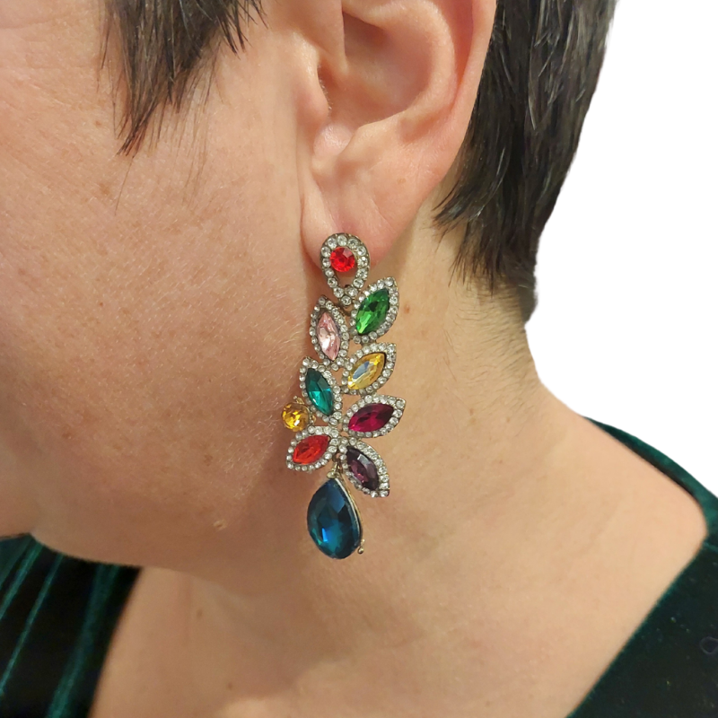 Jewel colours plated earrings-HIRE