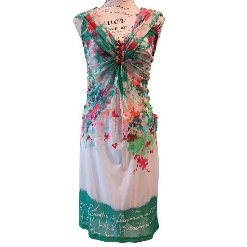 Didier Parakian pink & green floral dress, size 10/12
