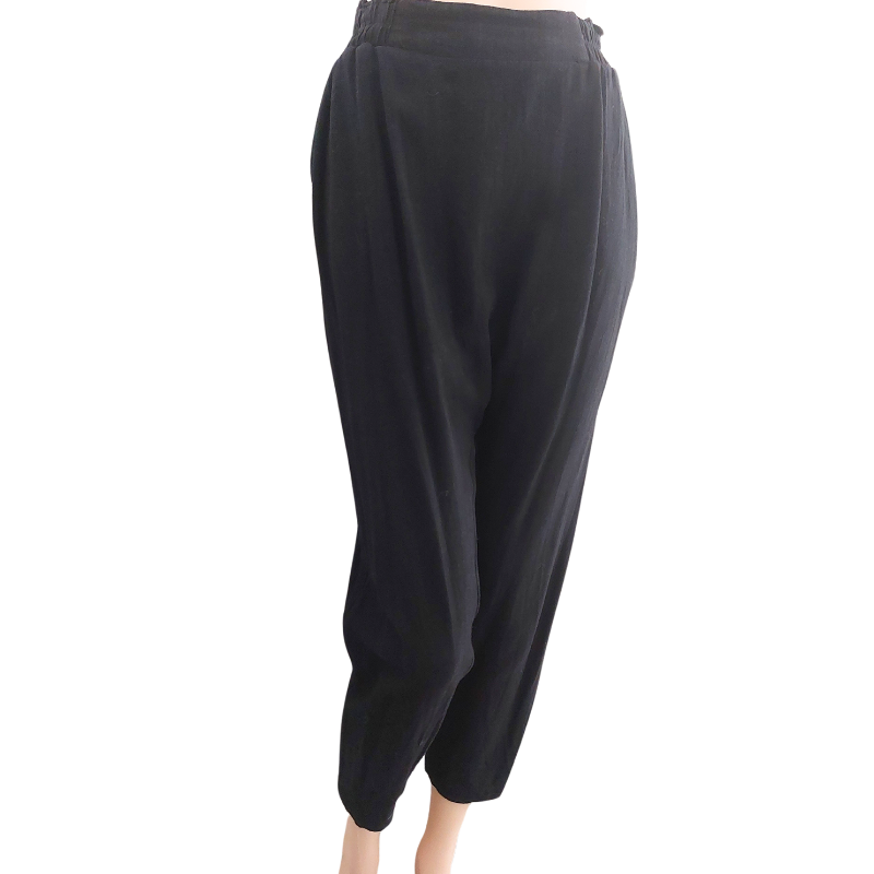 eb & eve black linen drop crotch pants, size 10