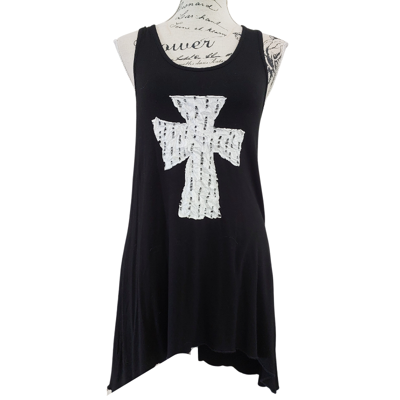 Milly Black NZ Designer black cross tunic top, size 10