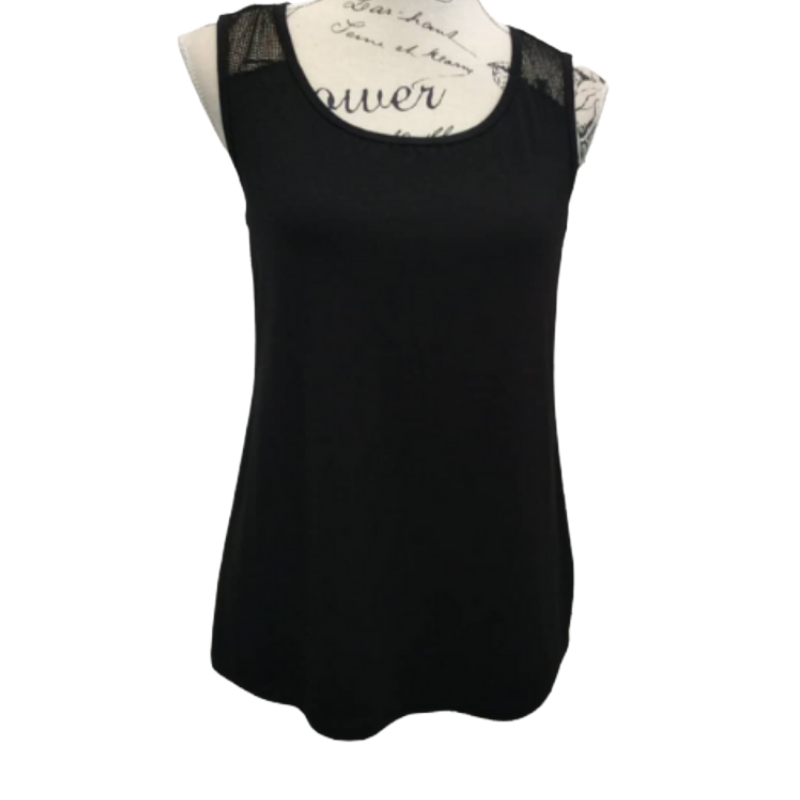Picadilly black mesh detail top, size S/10