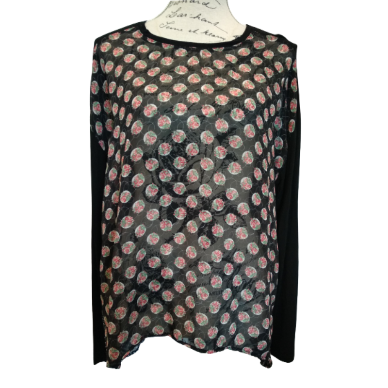 Ketze ke black floral top, size 10/12
