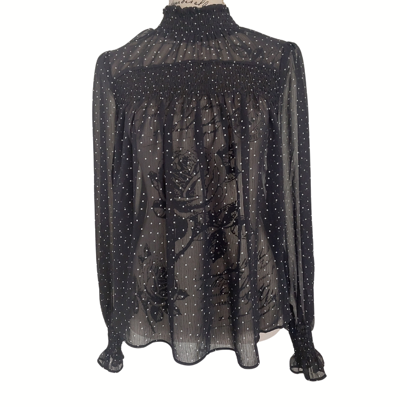 Whistle black spotty top, size 10