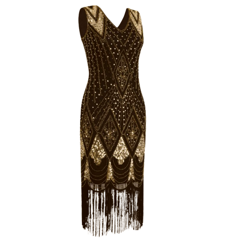 Black & Gold Flapper, Ball, Formal, Evening Dress Women's, Size 14