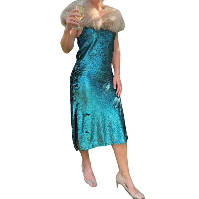 Coop teal sequin dress, size S, size 10