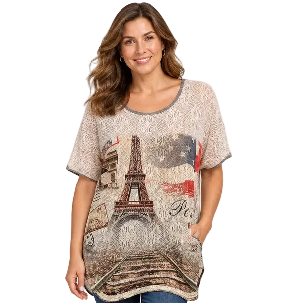 Grey back Paris T shirt, size 14