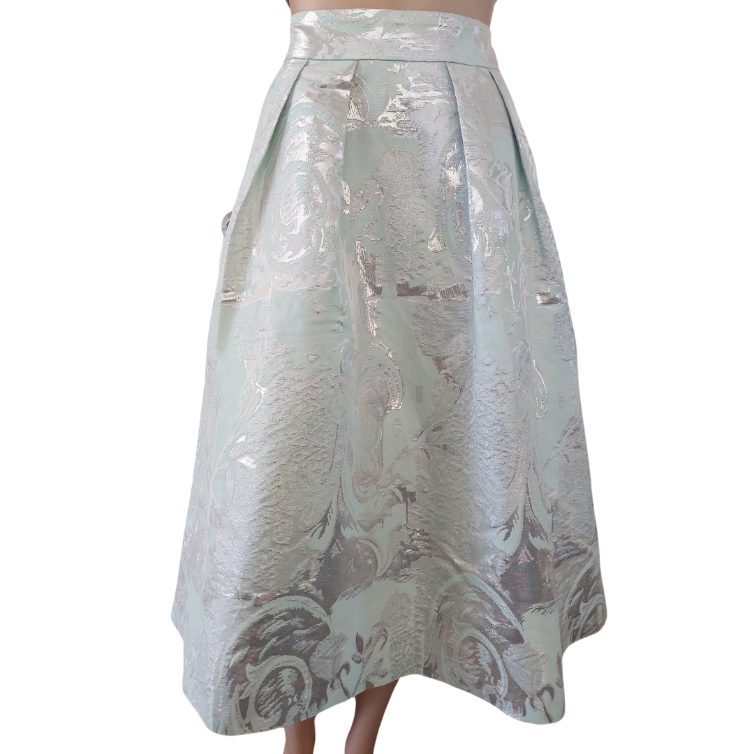 Forever New mint green/silver skirt, size 8