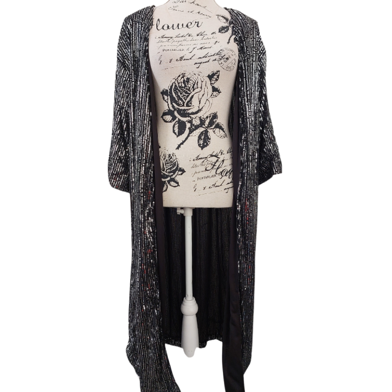 Black silver sequin coat, size 14-16-18