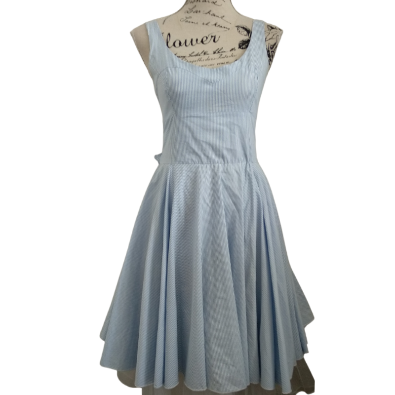 Harriett Falvey blue & white pinstriped dress, size S/6