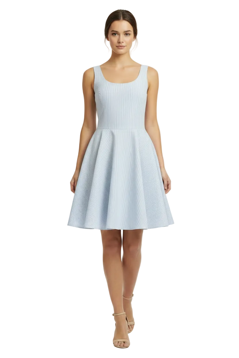 Harriett Falvey blue & white pinstriped dress, size S/6