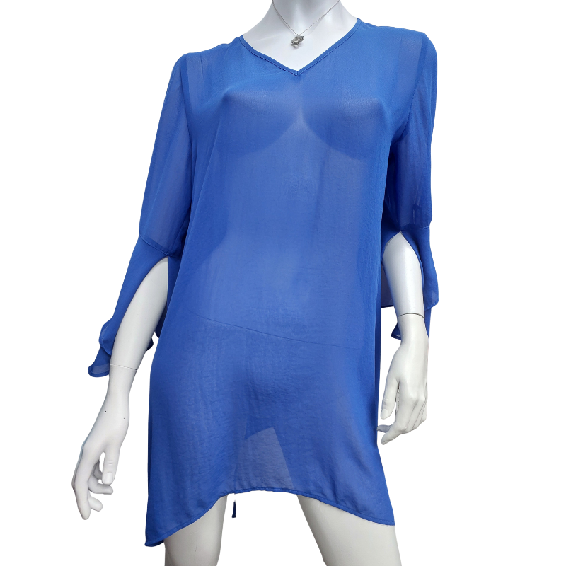 Repertoire blue chiffon layering top/dress, size 14