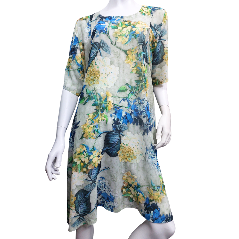 Jellicoe green floral dress, size L/16-HIRE