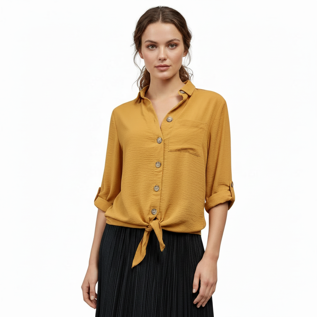 Papaya mustard yellow blouse, size 14