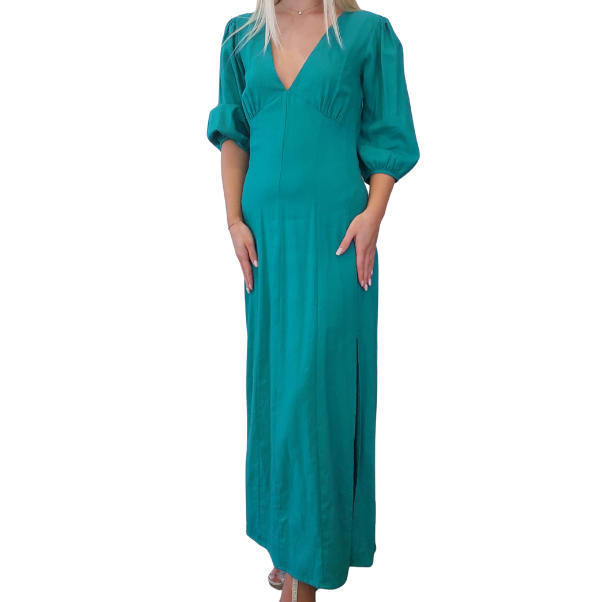 NEW GLASSONS teal linen dress-XS/8