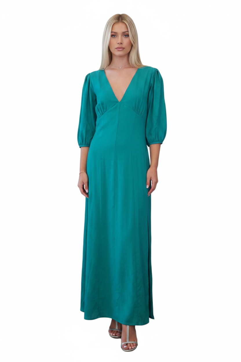 NEW GLASSONS teal linen dress, size XS/8