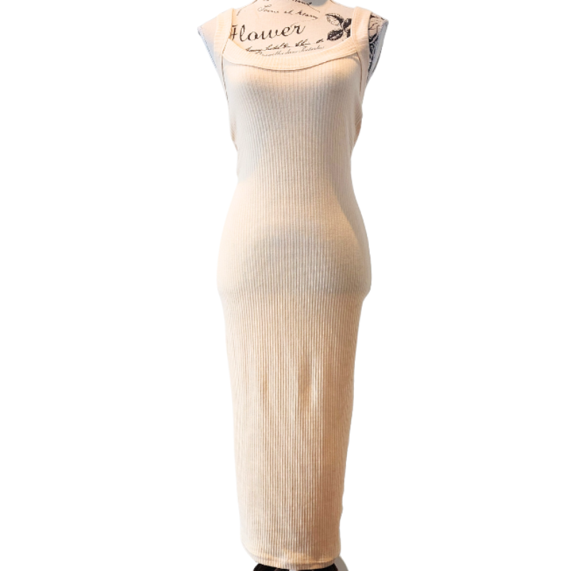 Misguided butterscotch cream bodycon dress, size UK12/10