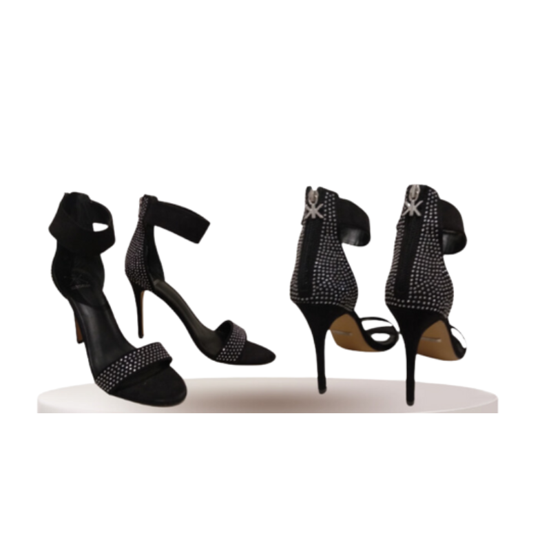 Kim Kardashian black silver bling heels, size 10