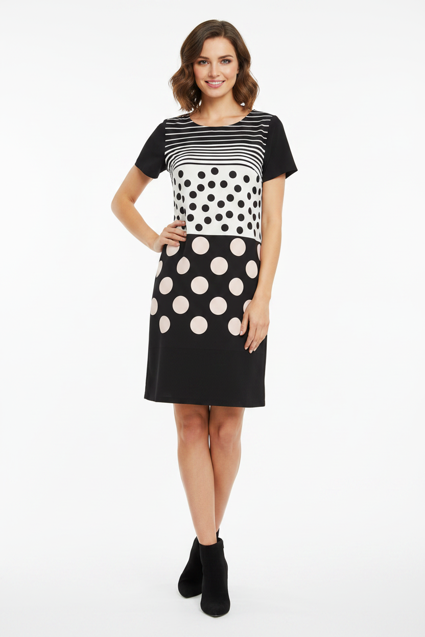 Italian black spotty dress, size 8-10