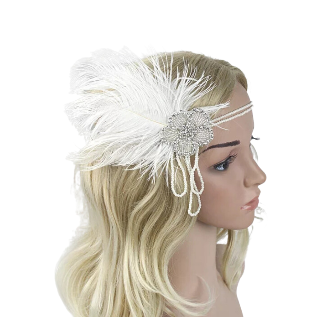 White/cream Flapper /Gatsby/headband, Hire or Buy
