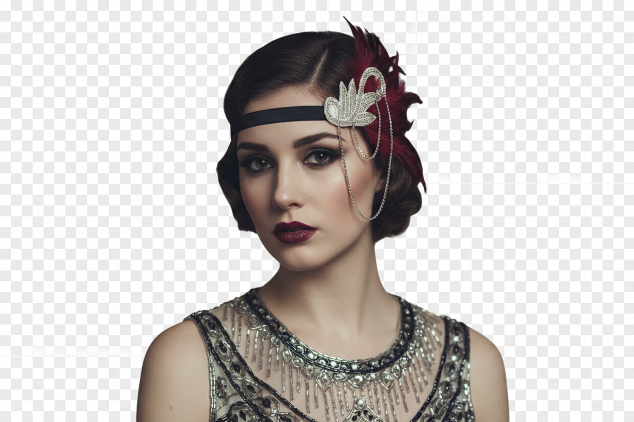 Burgundy/red Flapper /Gatsby/headband, rent or buy