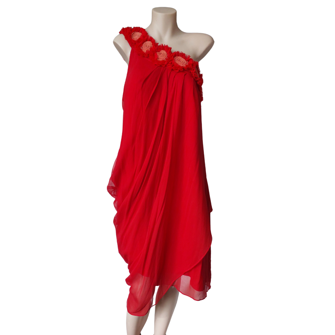 Augustine red silk dress, size M/12
