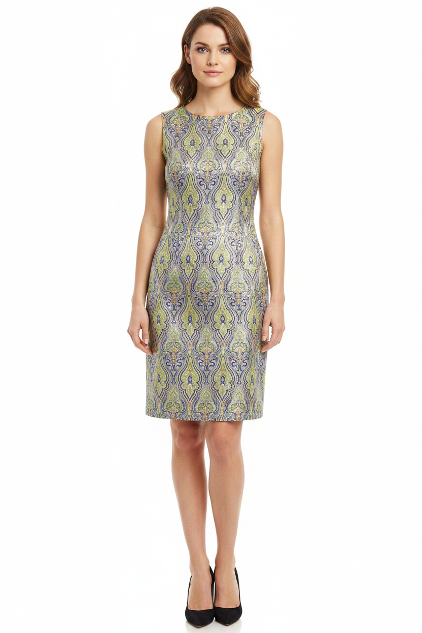 Zafina lime green/blue dress, size 12
