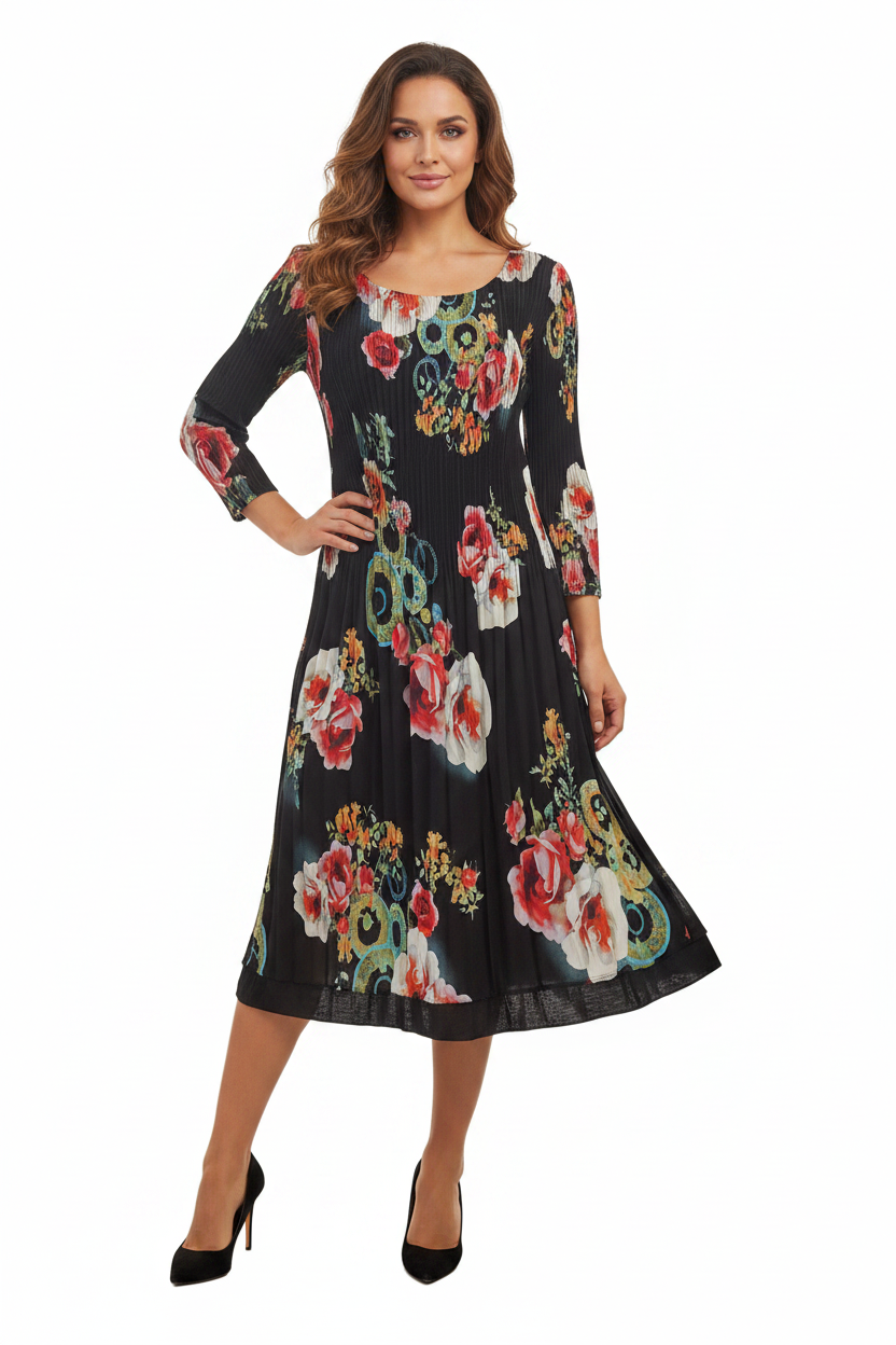HIRE-V2 Diffusion black floral dress, size XS/8
