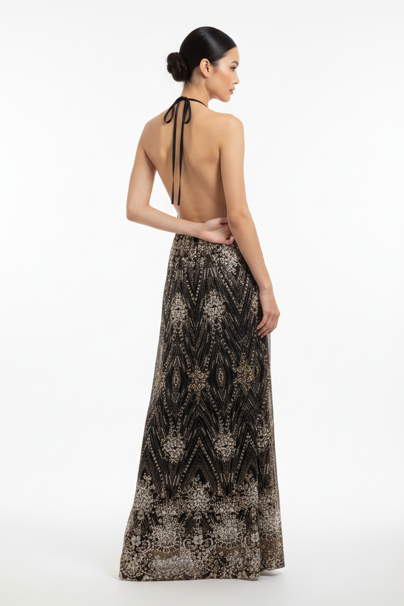 HIRE-Hello Molly black & gold glotter formal /ball dress, size 10-12