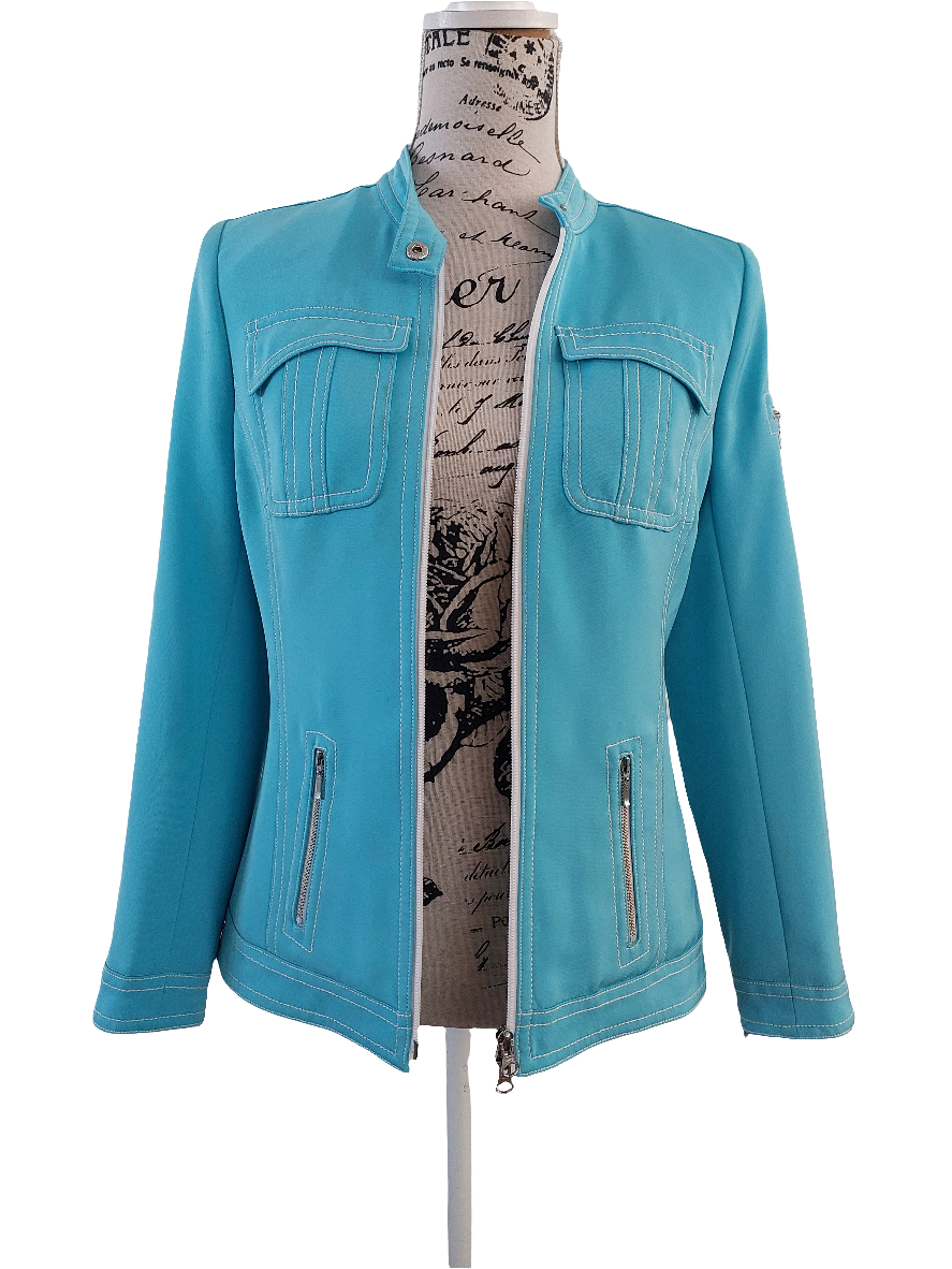 Adrienne Winkelmann aqua jacket, size 8