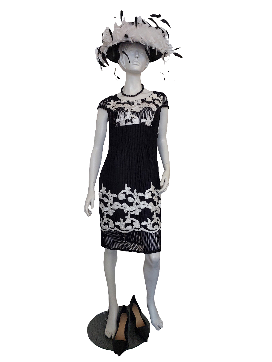 NEW Ooby Ryn black & white dress, size 12-Retail $350