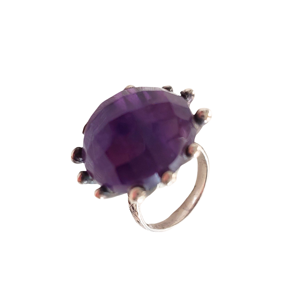 Sterling silver amethyst pendant, 925/ ring size N