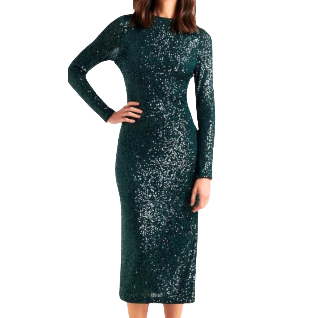 Emerald green sequin dress, size 8