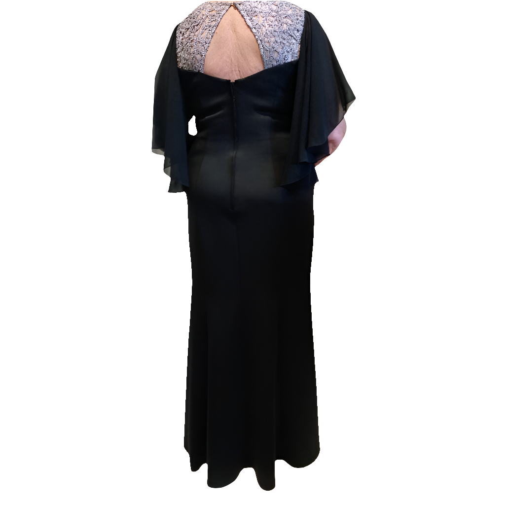 'Outrage' black formal/ball dress, 12/14, Retail $699, HIRE
