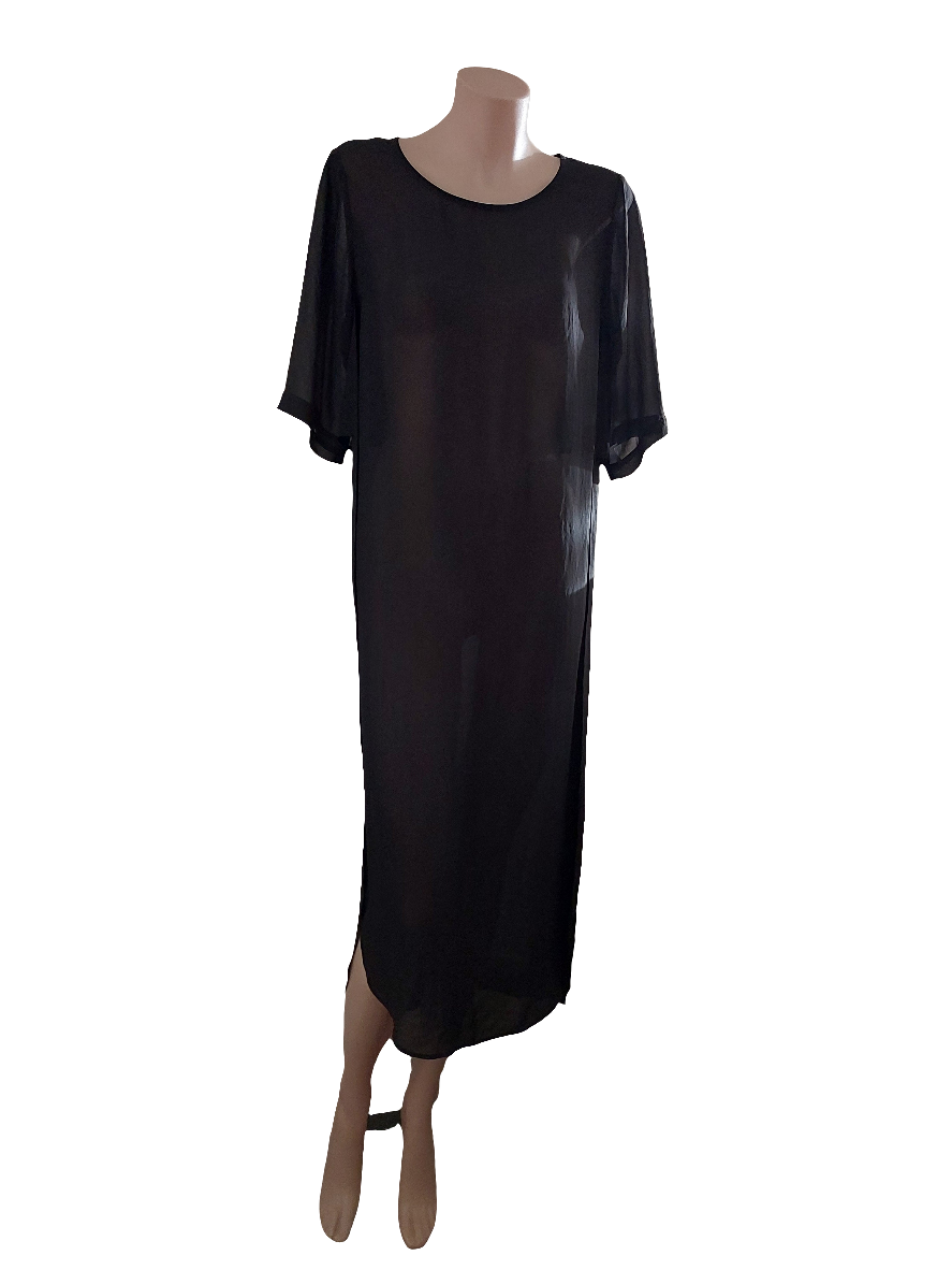 Moochi black chiffon layering top/dress, size 6