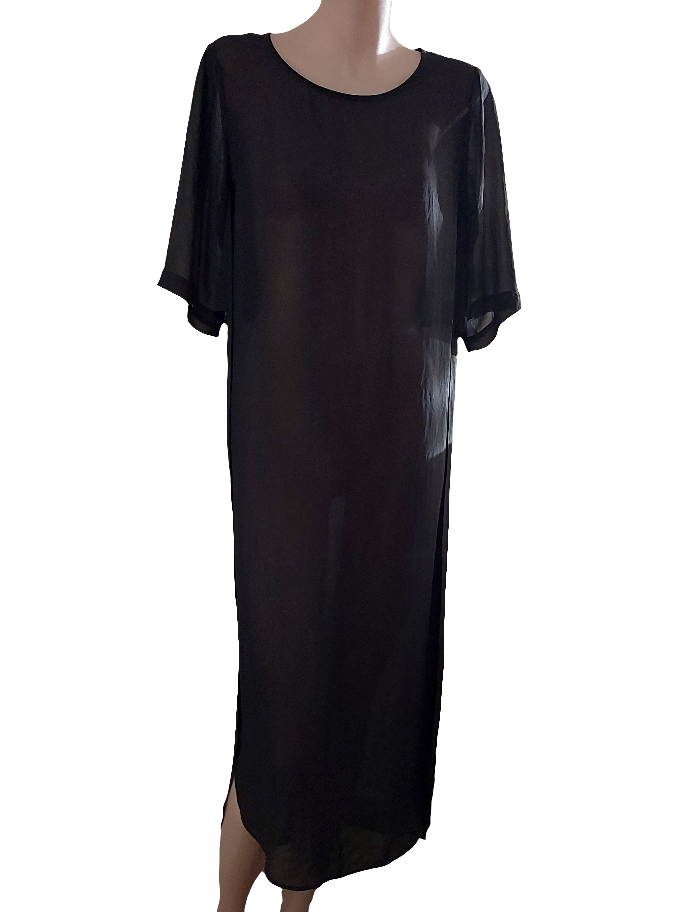 Moochi black chiffon layering top/dress, size 6