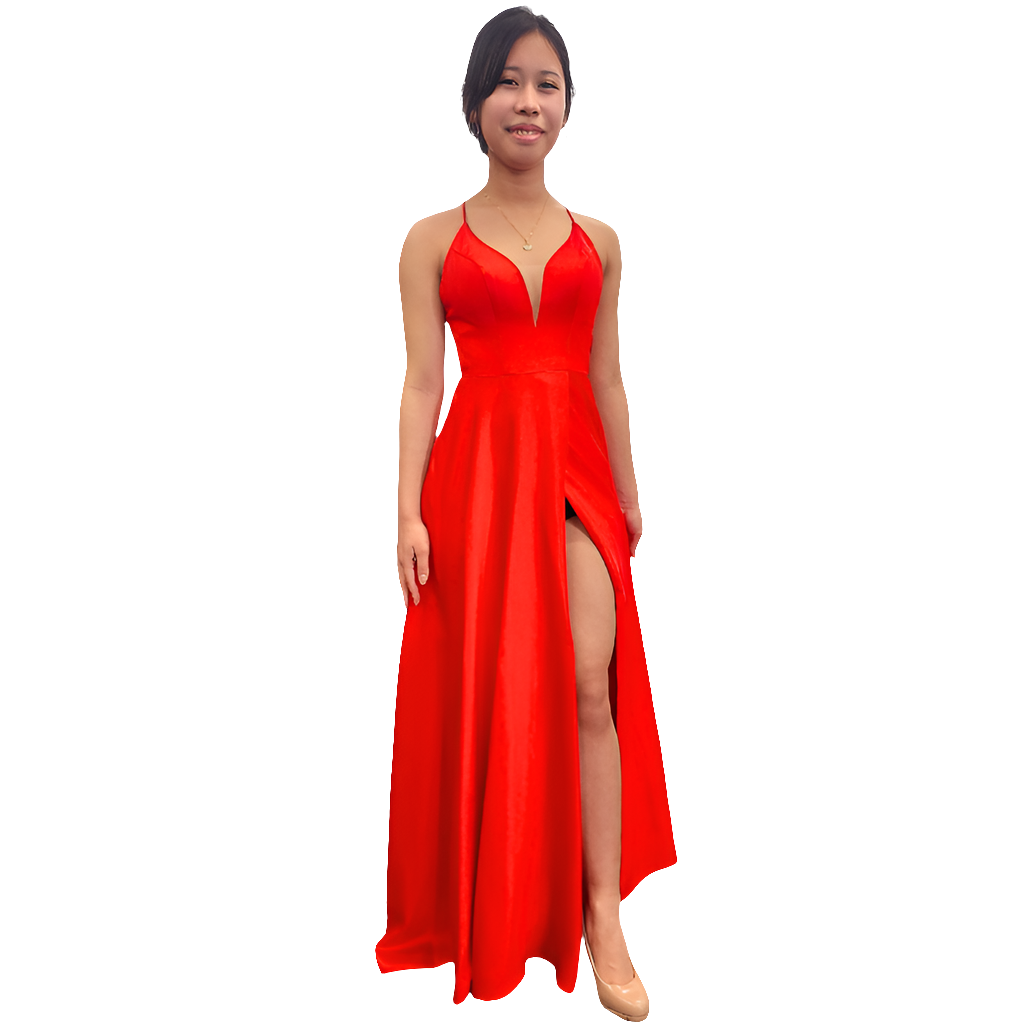 Prom Girl red satin silky formal/ball dress, size 6