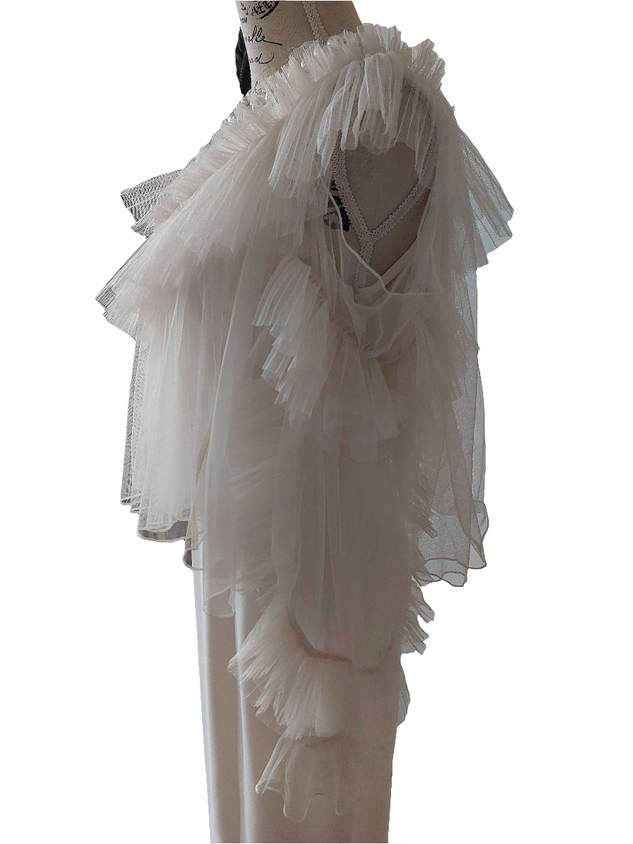 Cream/ beige frilly tulle top, size 12/14