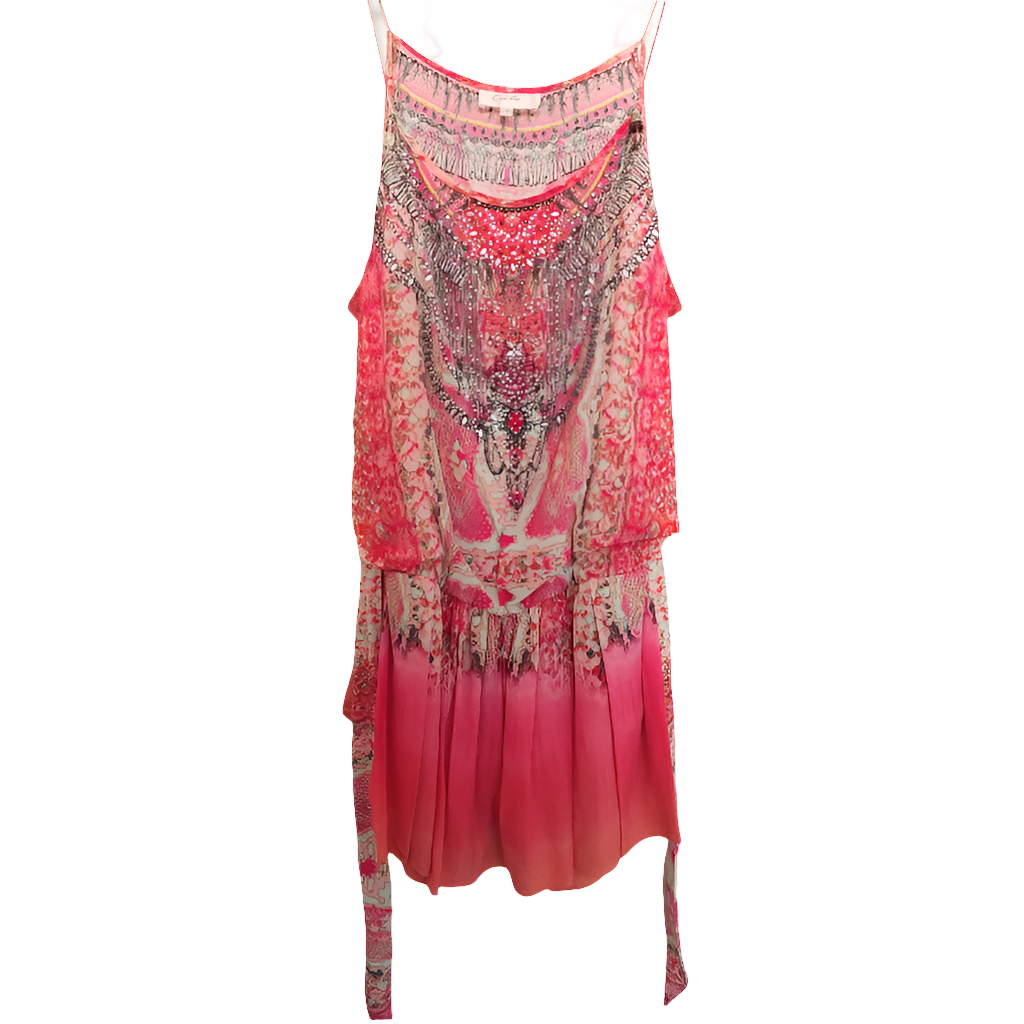 Camilla sea serpent pink silk playsuit, size 10, retail $399
