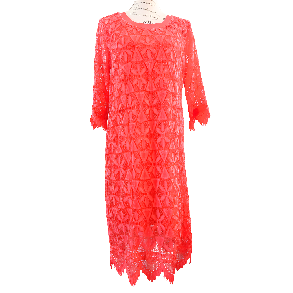 Verge Designer melon lace dress including slip, size M 12-14
