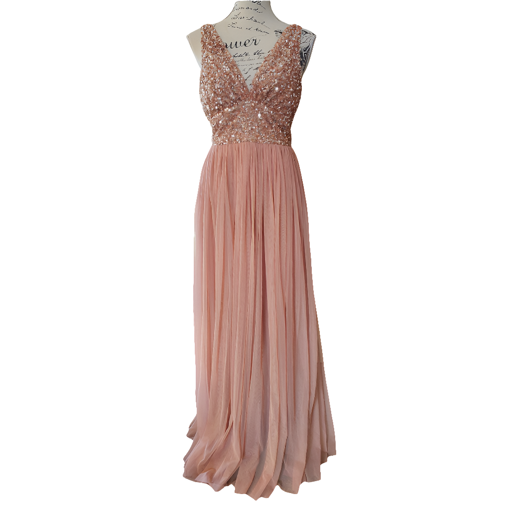 Rose gold sequin formal/ball dress, size 10-12
