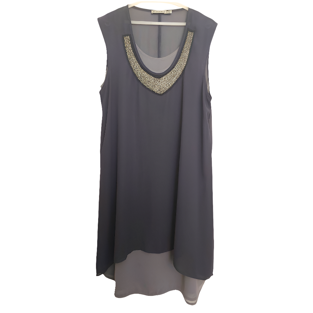 OBI charcoal beaded dress, size 18