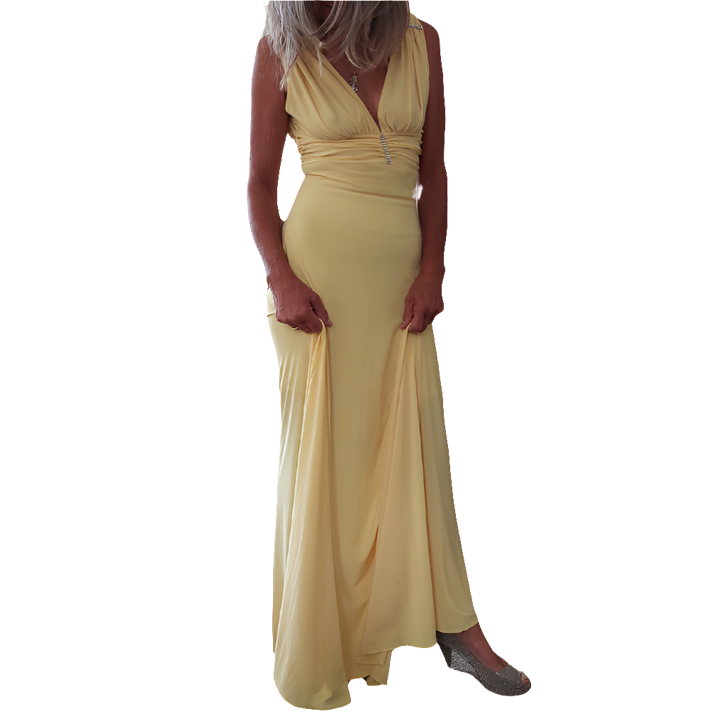 Sienna yellow formal/ball dress, size 6-HIRE