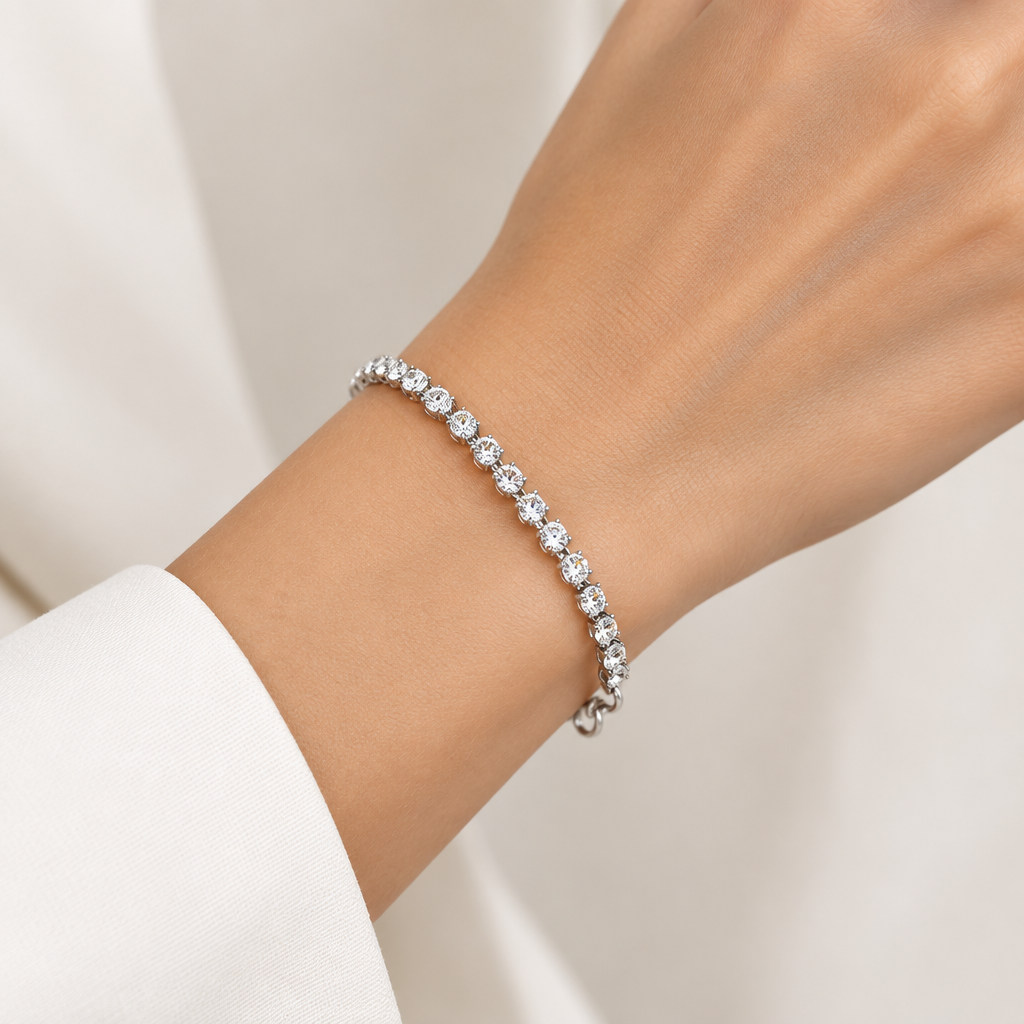 Silver cz bracelet-HIRE