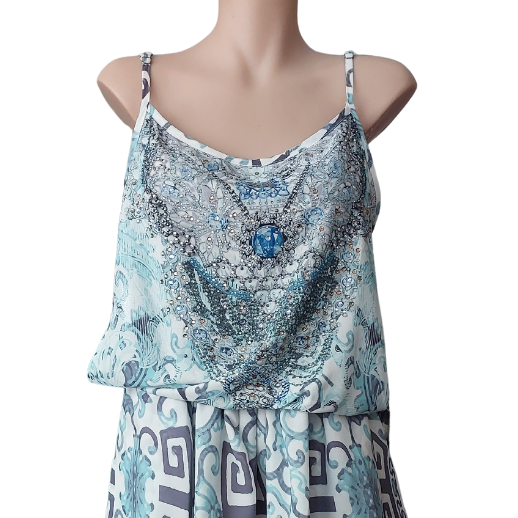 Gems blue & white gem detail top, size 10