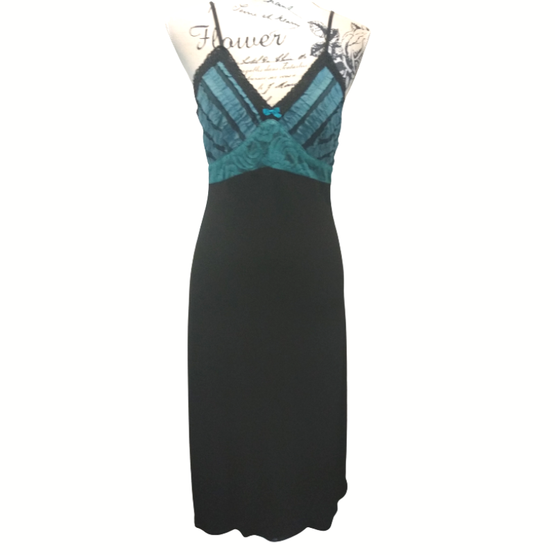 Mazi black/teal midi dress, size 10