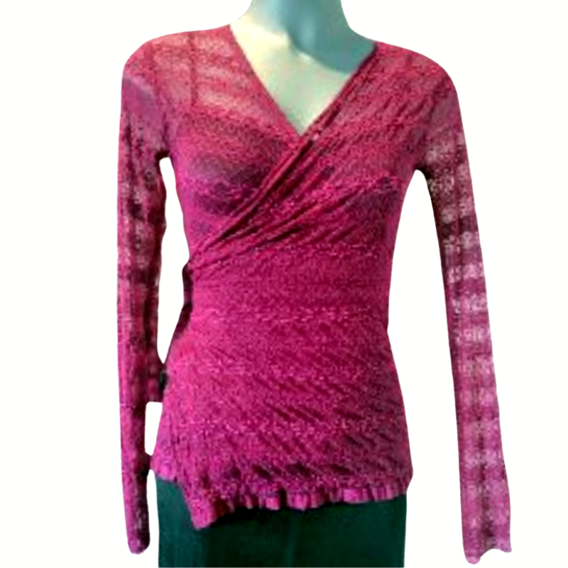 Mazi raspberry lace wrap top, size 10