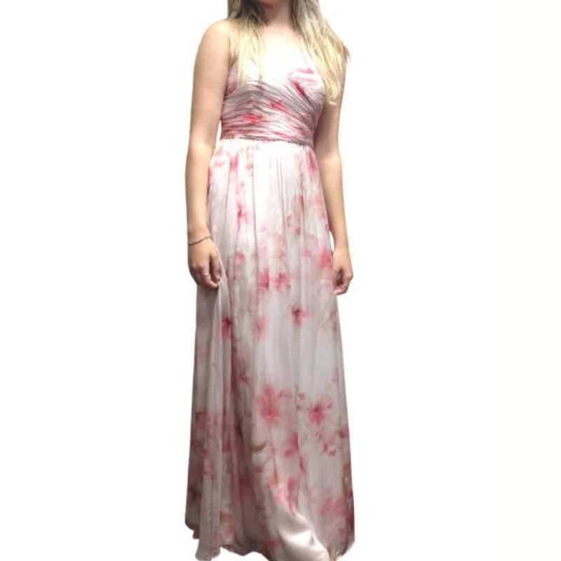 X rental Peach silk formal dress size 8-10