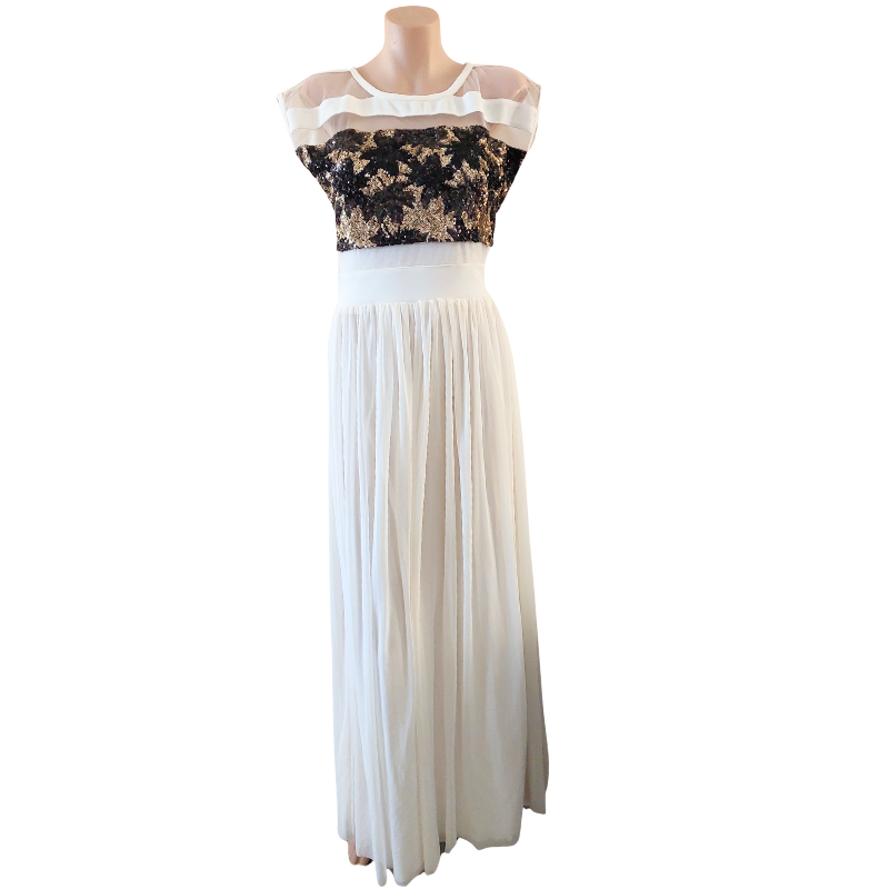 Ivory black & gold formal/ball dress, size 10